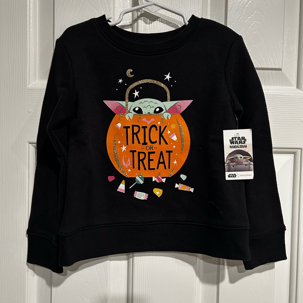 Jumping Beans Star Wars Grogu Halloween trick or treat crew neck sweatshirt